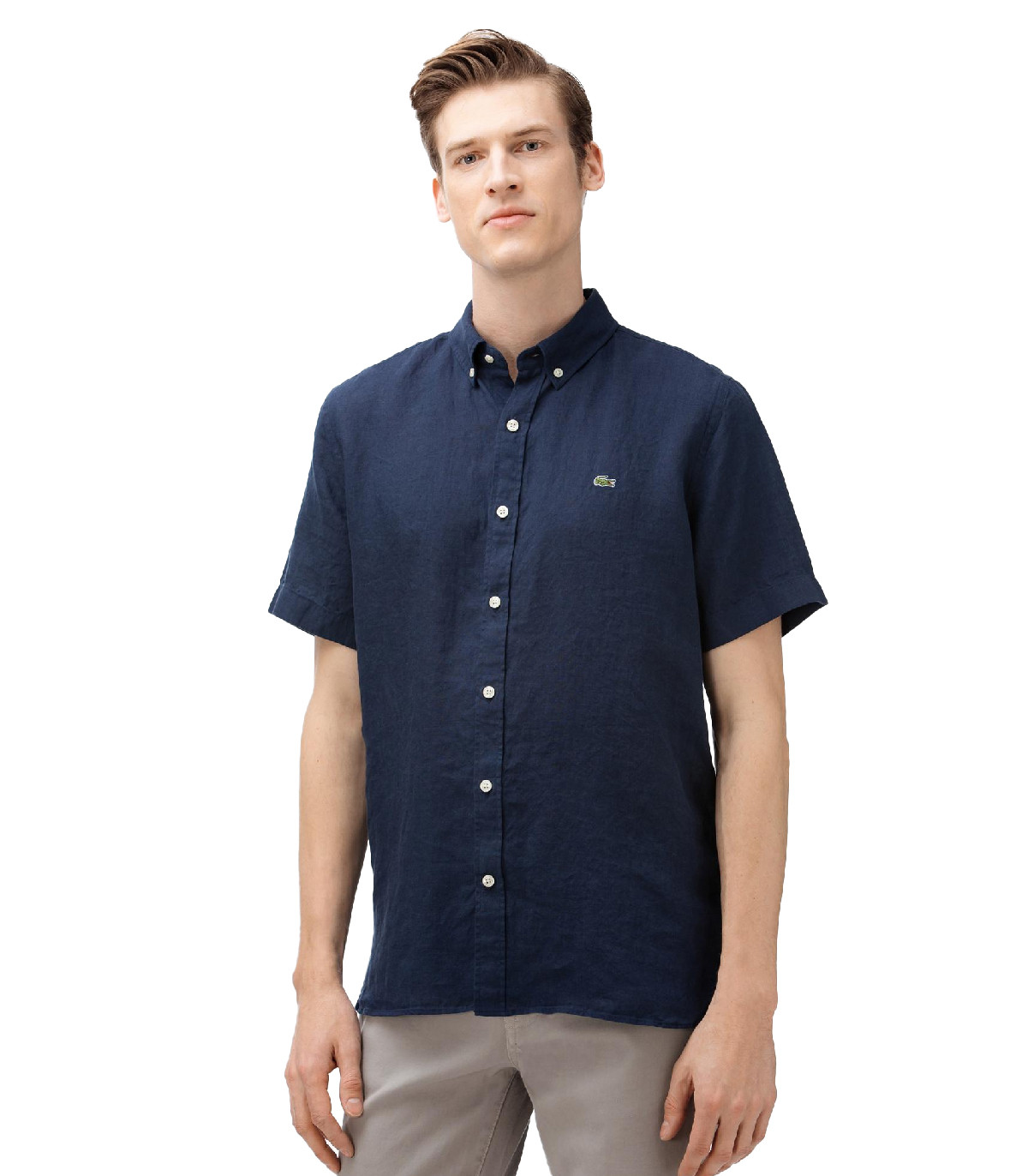 Lacoste - Camisa Regular Fit Linen - Azul marino