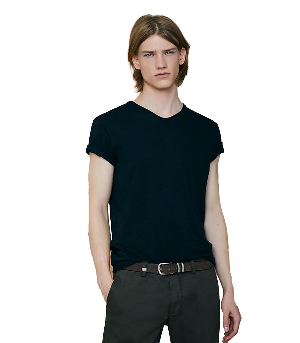 IKKS - Camiseta L´Essentiel con Cuello de Pico - Negro