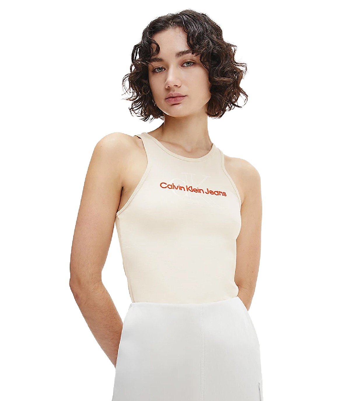 Calvin Klein Jeans - Camiseta de Tirantes Slim Monogram - Blanco