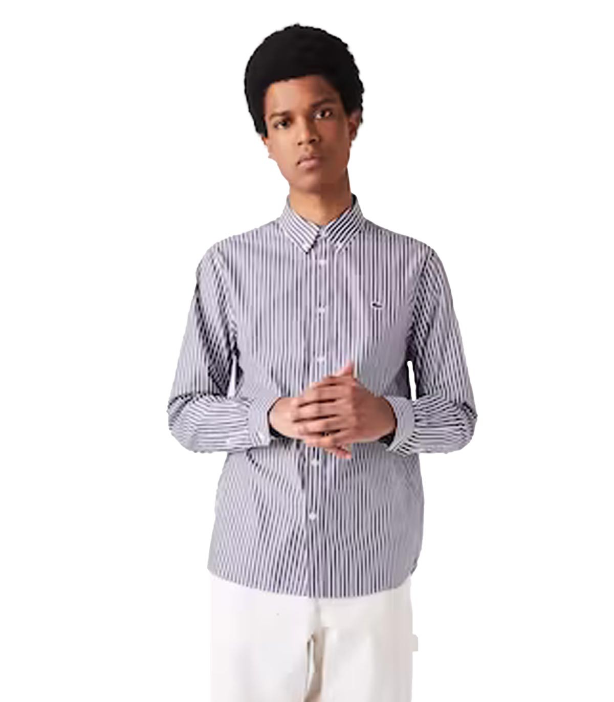 Lacoste - Camisa A Rayas Con Logo - Marino