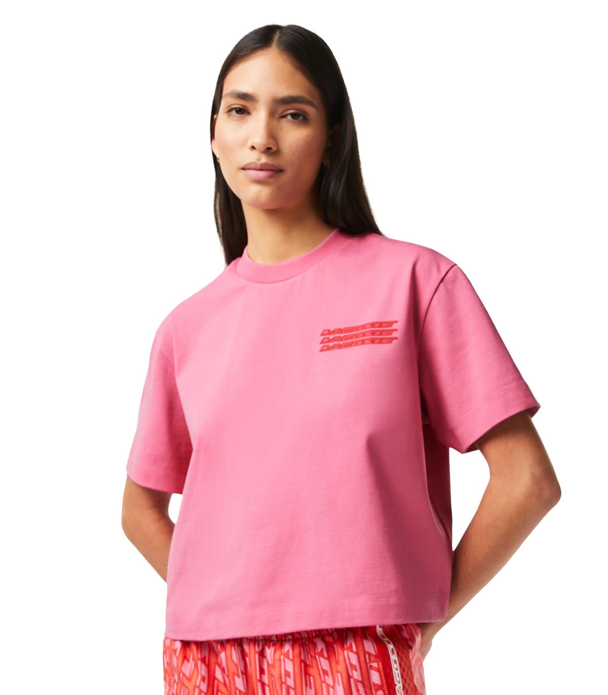 Lacoste - Camiseta Oversized - Rosa