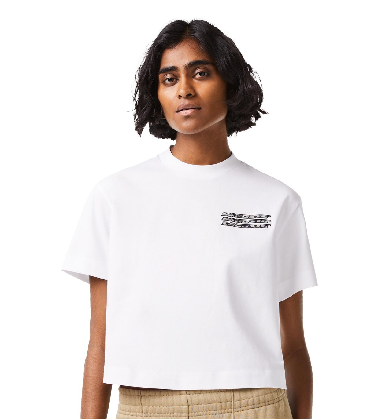 Lacoste - Camiseta de Manga Corta Oversize - Blanco