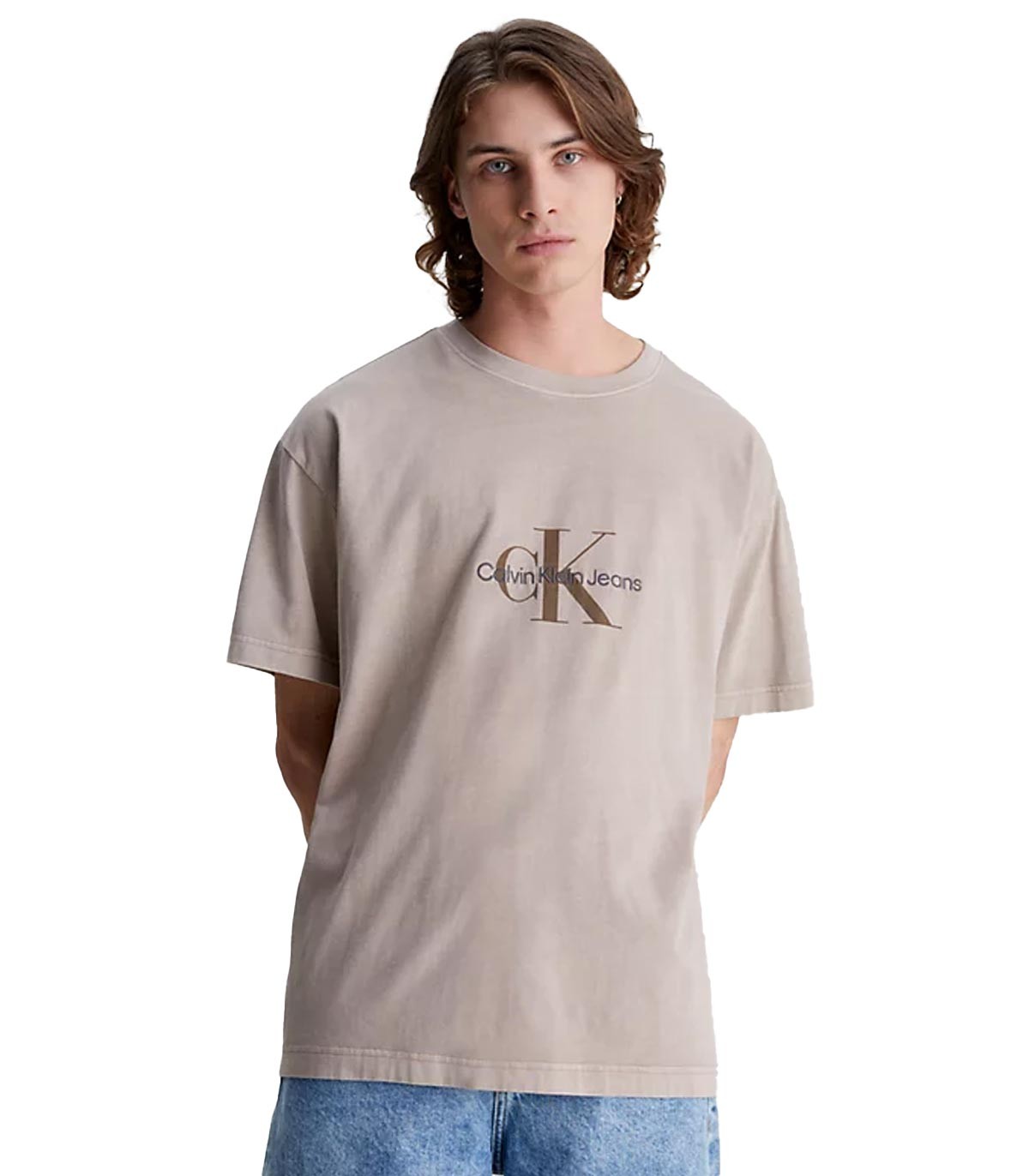 Calvin Klein - Camisetas Monologo Mineral Dye, Pe5 - Beige
