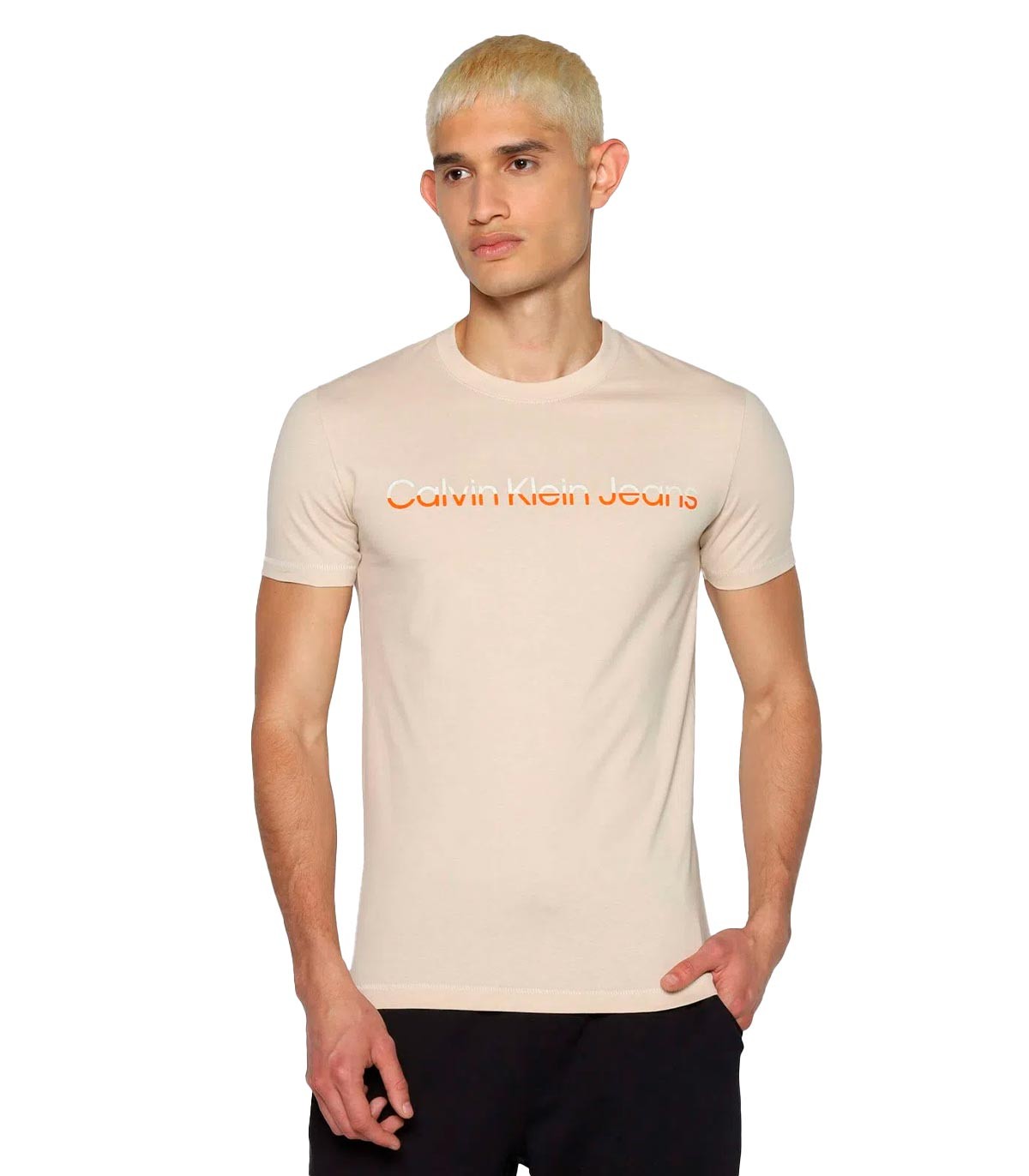Calvin Klein - Camisetas Mixed Institutional, Aci - Beige