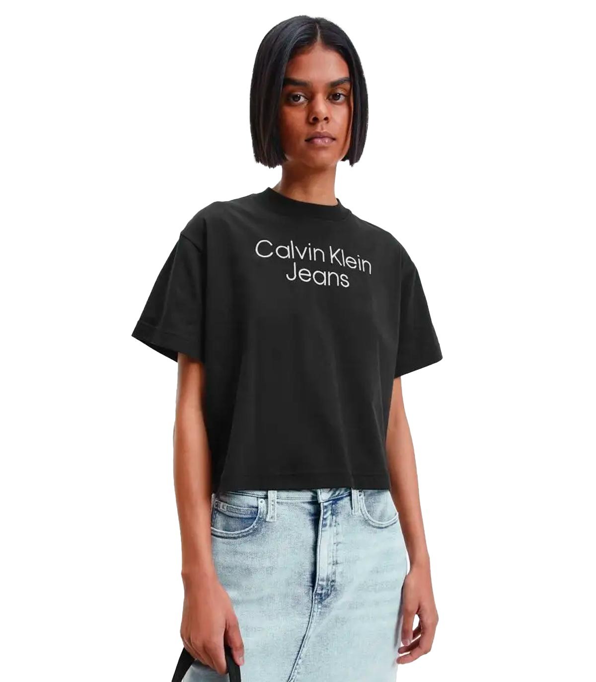 Calvin Klein Jeans - Camiseta Silver Embroidery - Negro