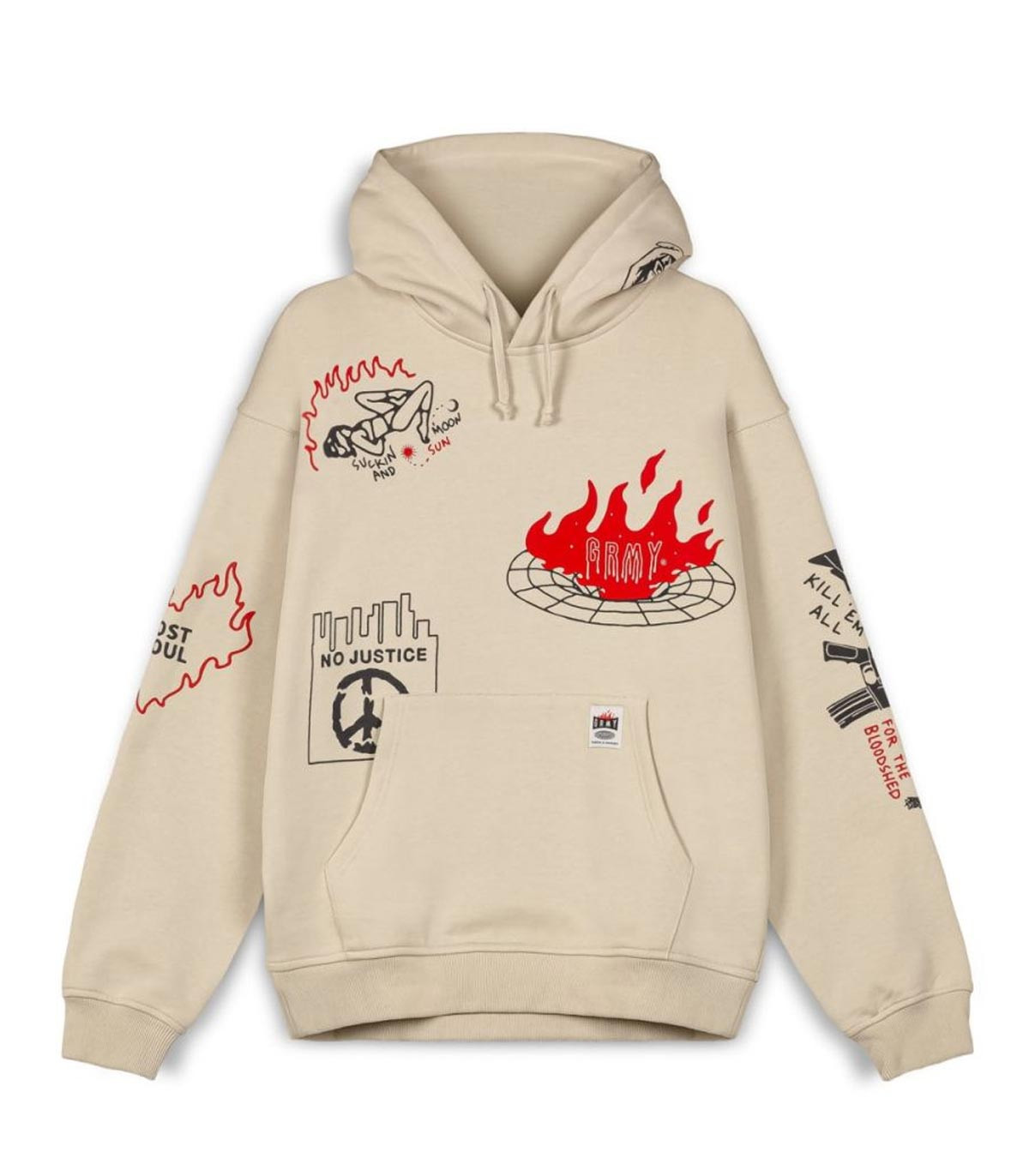 Grimey - Sudadera con Capucha "Back At You Wide Hole" - Beige