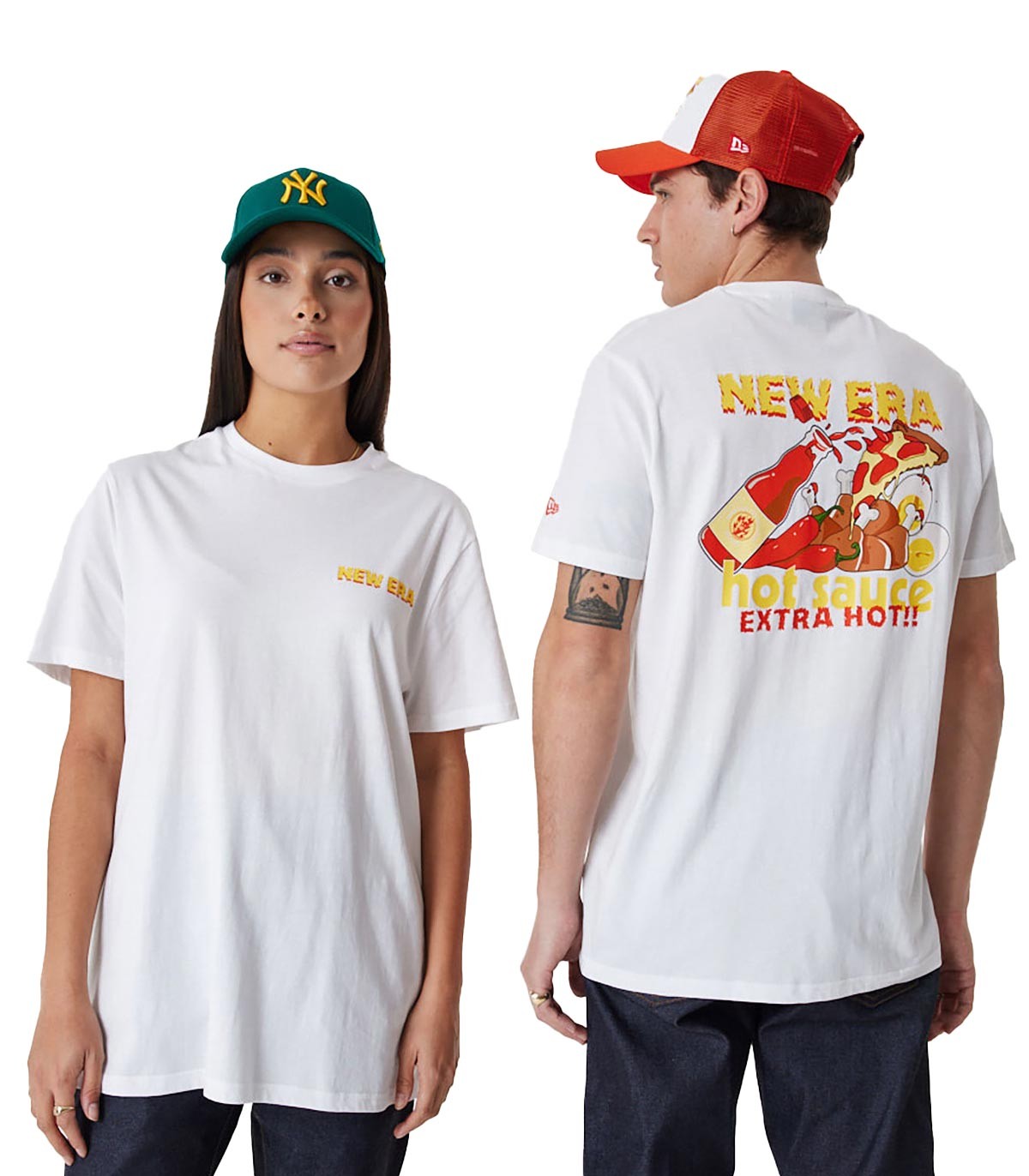 New Era - Camiseta Food Pizza - Blanco