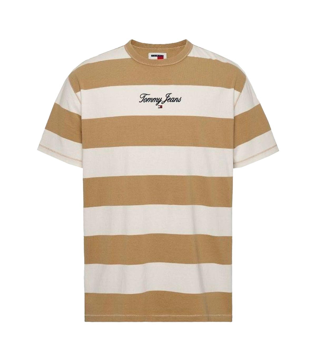 Tommy Jeans - Camiseta A Rayas Con Logo - Beige