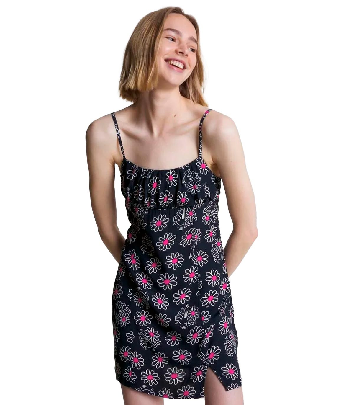 Tommy Jeans x Keith Haring - Vestido Dancing Flowers - Gris