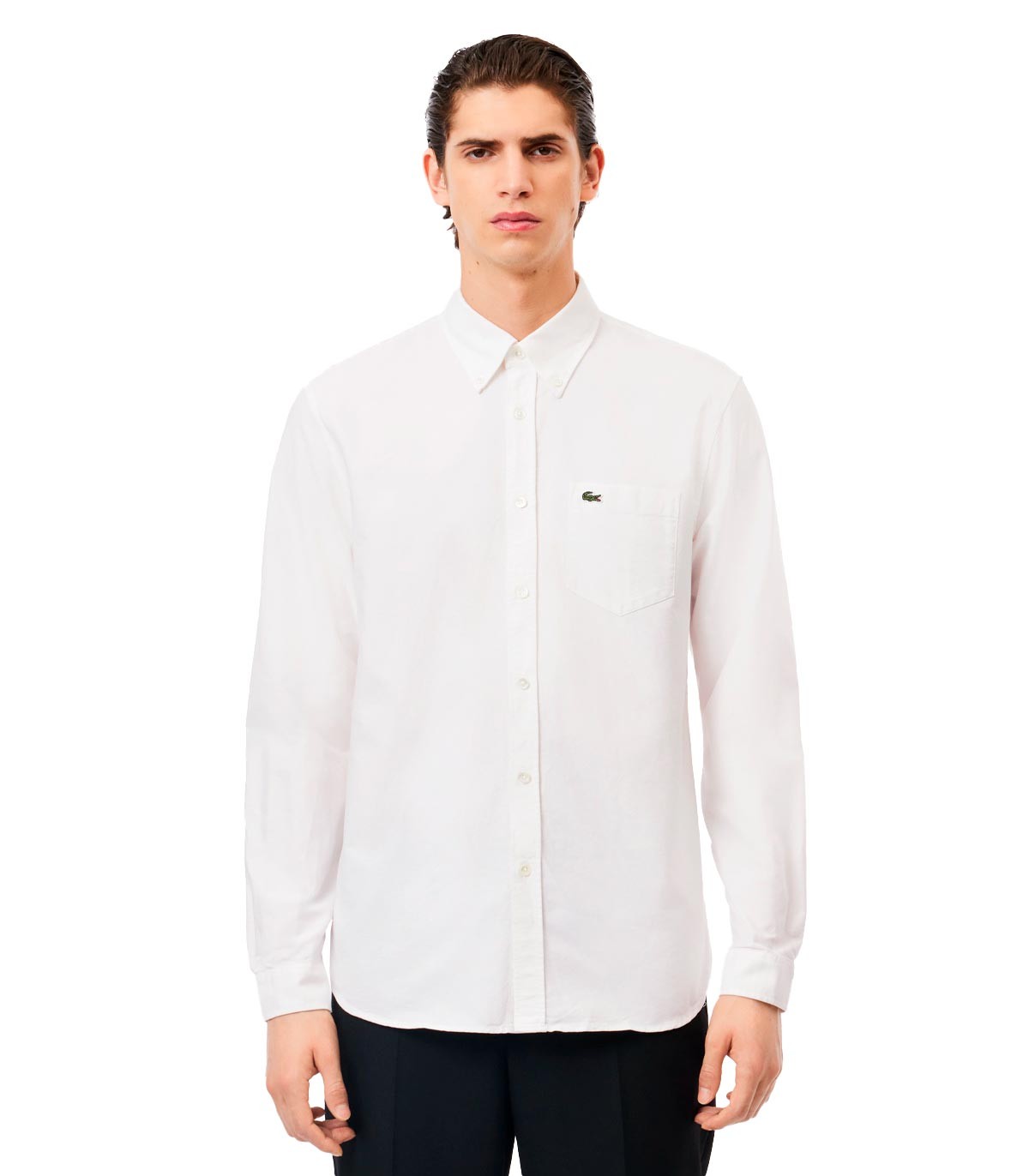 Lacoste - Camisa Lisa Con Logo - Blanco