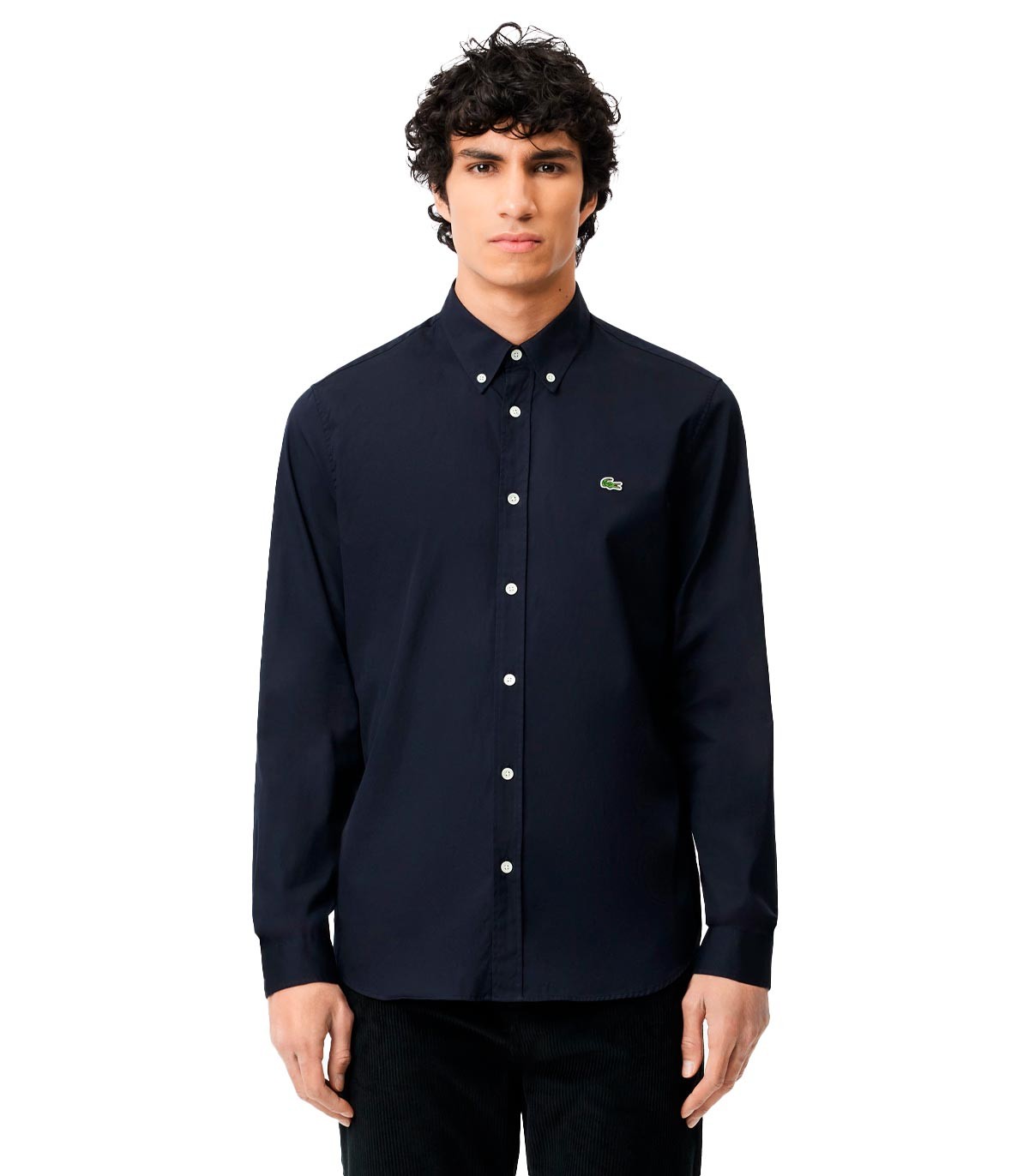 Lacoste - Camisa Lisa Con Logo - Marino
