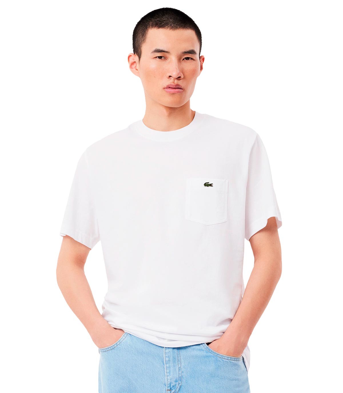 Lacoste - Camiseta Con Bolsillo En El Pecho - BLANCO