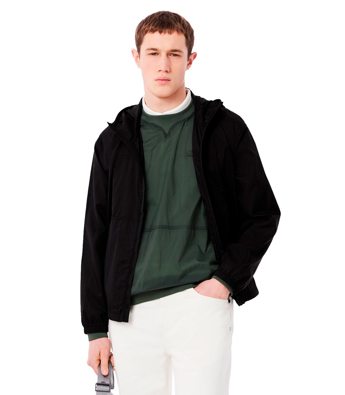 Lacoste - Chaqueta De Nailon Con Logo - NEGRO