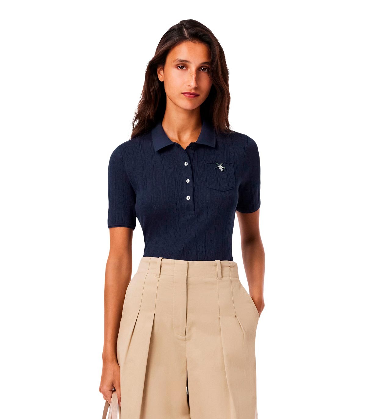 Lacoste - Polo De Pointelle De Corte Ajustado - MARINO
