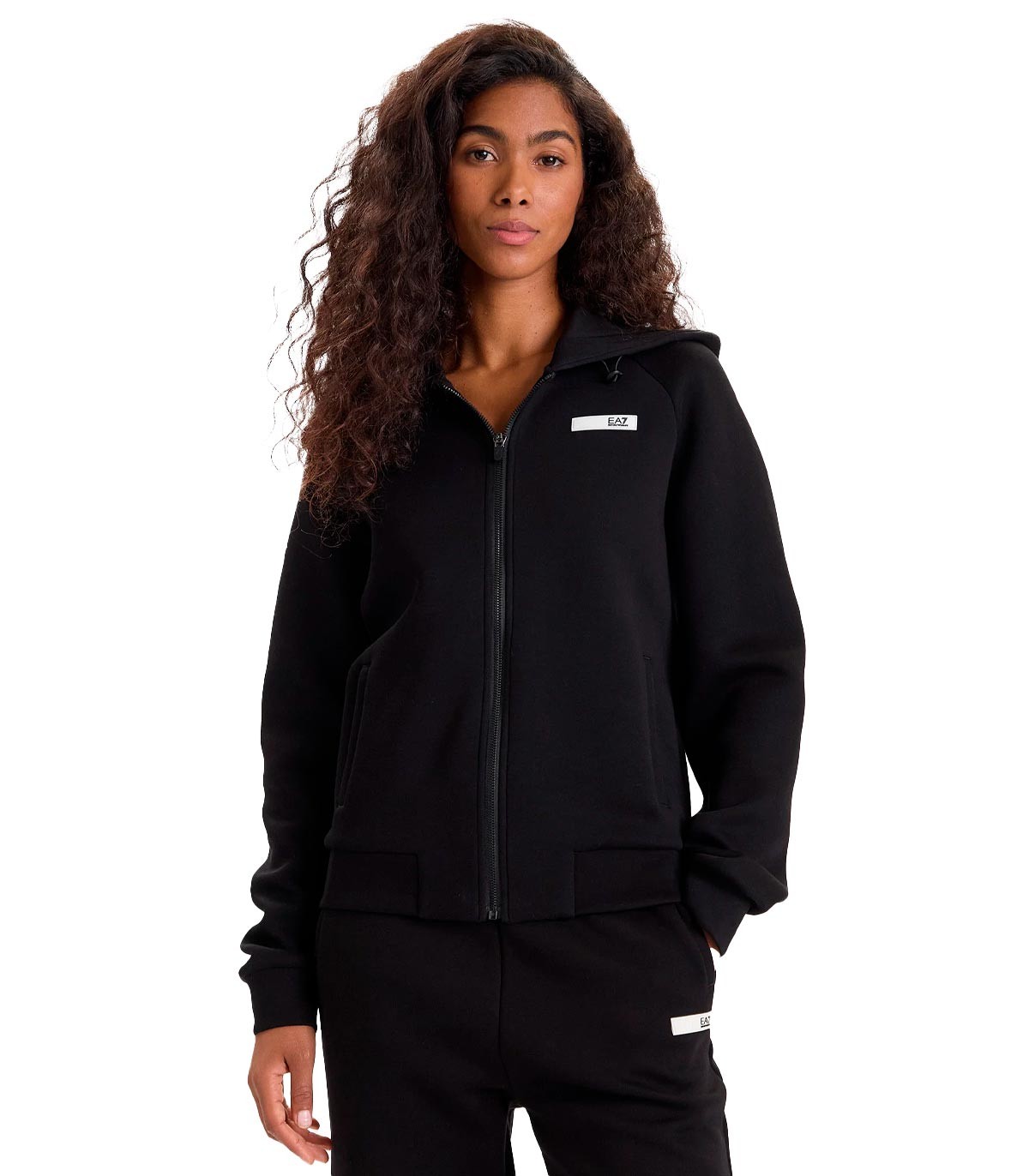 EA7 Emporio Armani - Sudadera Con Cremallera, Capucha Y Logo - NEGRO